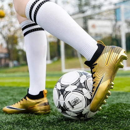 Men Football Boots Children Soccer Cleats Professional Golden Football Shoes for Boys Kids Indoor Soccer Shoes