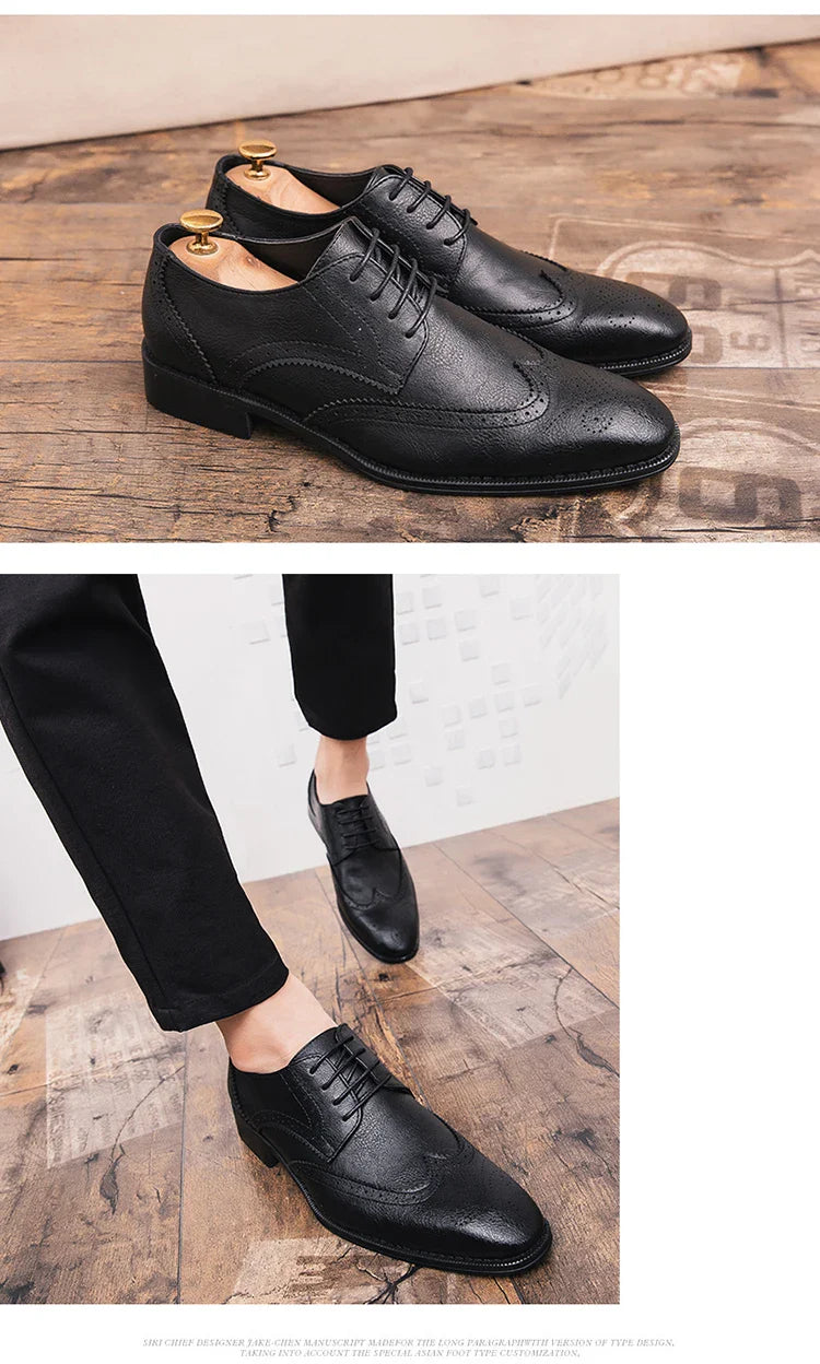Men's Dress Shoes High Quality Oxford Leather Shoes Men Classic Casual Business Brogues Leahter Shoes Men Wedding Formal Shoes