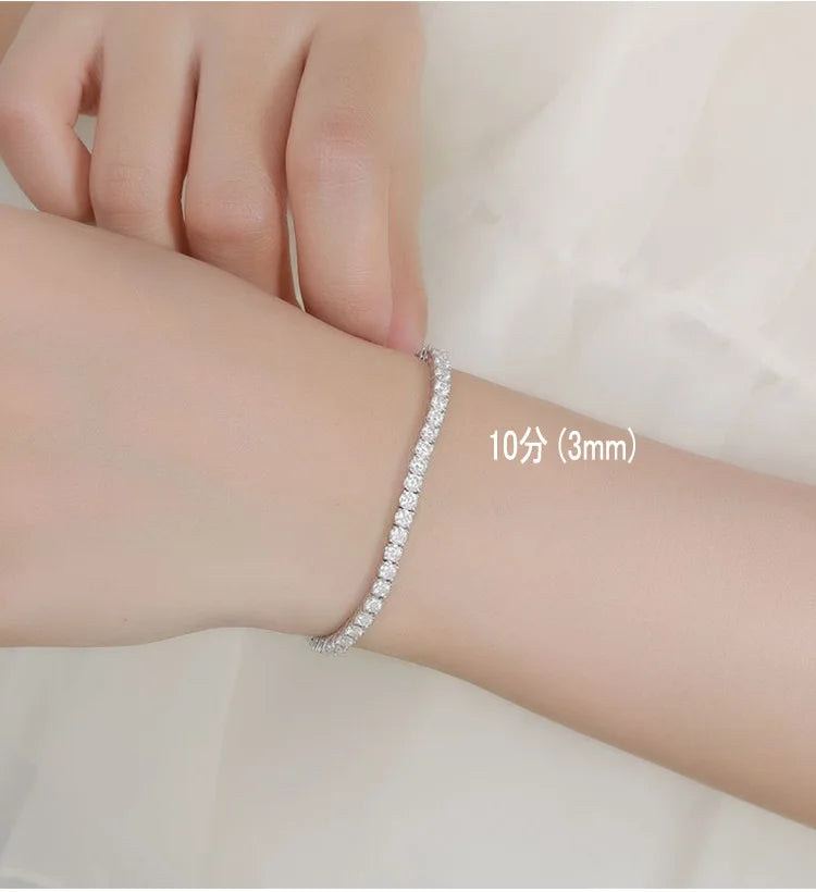 2/2.5/3/4/5mm Full Moissanite Bracelet for Women 100% 925 Sterling Silver Party Fine Jewelry Gift