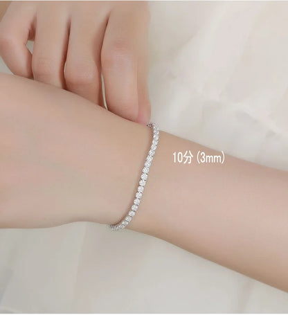 2/2.5/3/4/5mm Full Moissanite Bracelet for Women 100% 925 Sterling Silver Party Fine Jewelry Gift
