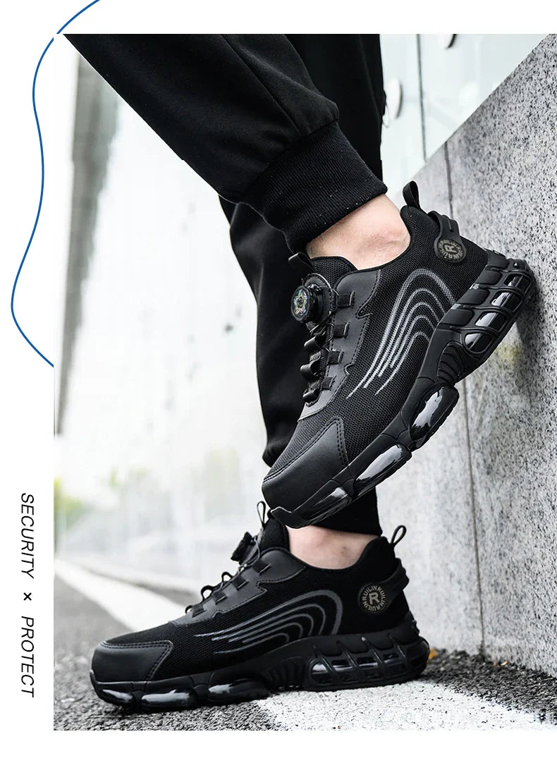 Anti-smash Steel Toe Protection Safety Shoes Men Rotating Button Work Safety Shoes for Men Anti Puncture Work Shoes Sneakers