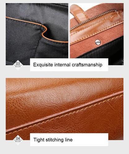 Women Genuine Leather Shoulder Bags Retro Fashion Designer Bag Large Capacity Female Versatile Tote Bag Portable Phone Bag Girl