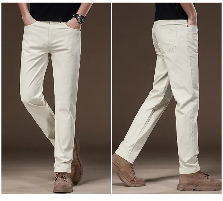 2024 New Autumn Men's Business Casual Trousers Work Pants Male Formal Dress Pants Straight Men's Clothes Black Gray Apricot