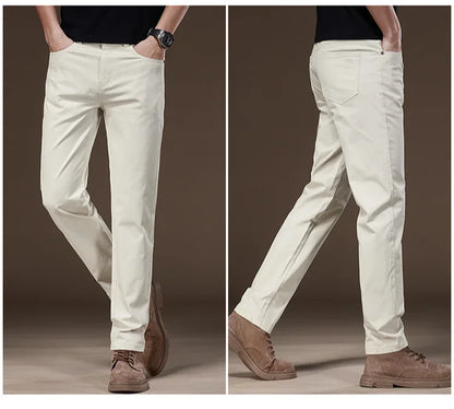 2024 New Autumn Men's Business Casual Trousers Work Pants Male Formal Dress Pants Straight Men's Clothes Black Gray Apricot