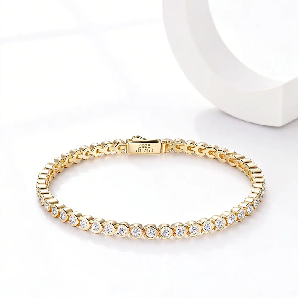 Moissanite Tennis Bracelet S925 Sterling Silver Adjustable Diamond Bangle Birthday Anniversary Fine Jewelry for Women Gifts