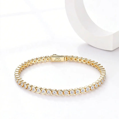 Moissanite Tennis Bracelet S925 Sterling Silver Adjustable Diamond Bangle Birthday Anniversary Fine Jewelry for Women Gifts