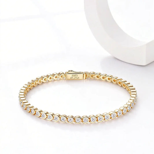 Moissanite Tennis Bracelet S925 Sterling Silver Adjustable Diamond Bangle Birthday Anniversary Fine Jewelry for Women Gifts