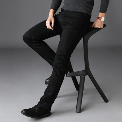 2023 Men's Stretch Black Jeans Classic Style Business Fashion Pure Slim-fit Denim Pants Male Brand Casual Trousers