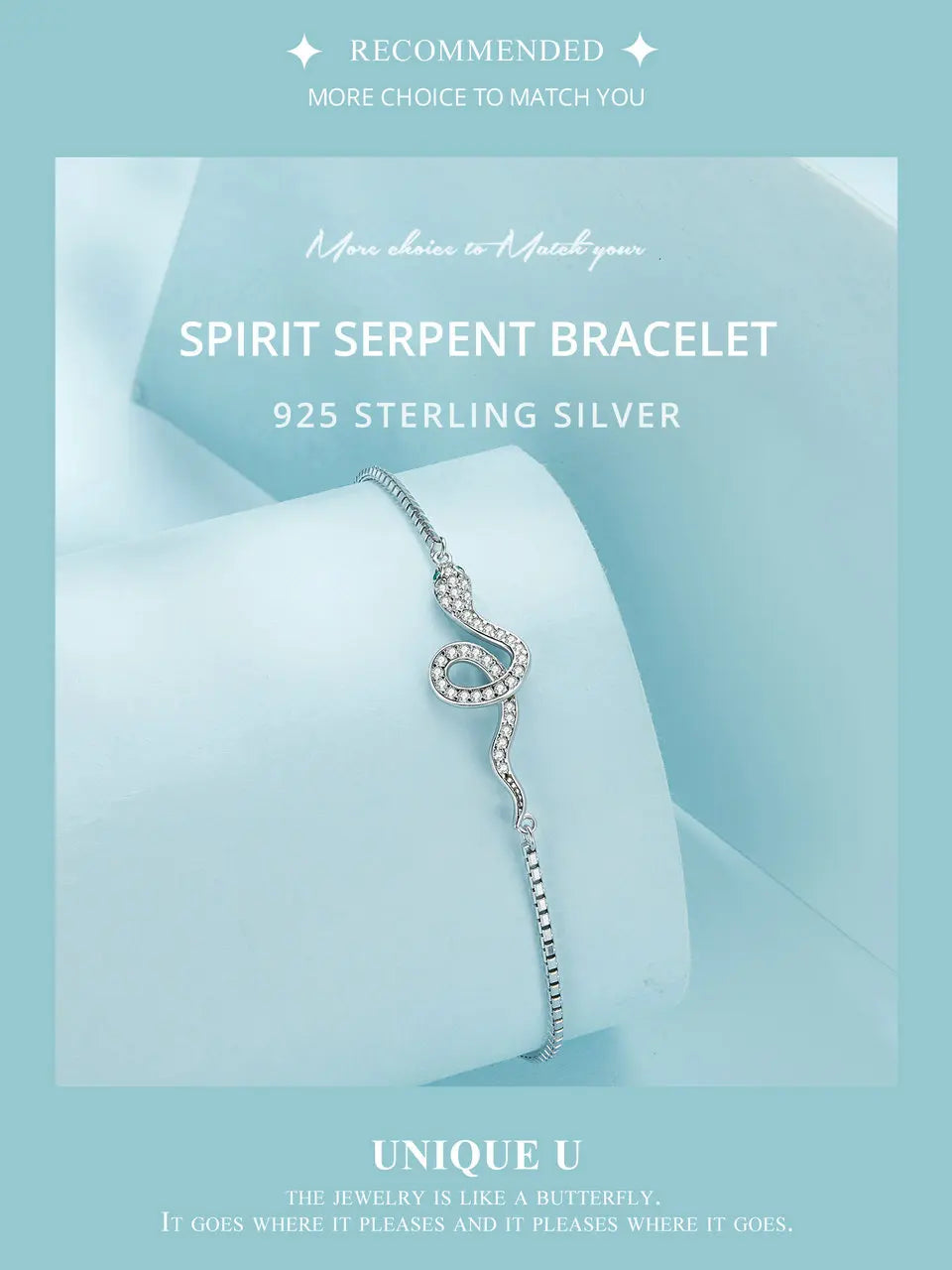 925 Sterling Silver Luxury Spirit Snake Bracelet Lobster Clasp Chain Pave Setting CZ for Women Trendy Fine Jewelry