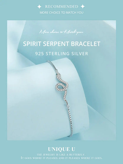 925 Sterling Silver Luxury Spirit Snake Bracelet Lobster Clasp Chain Pave Setting CZ for Women Trendy Fine Jewelry