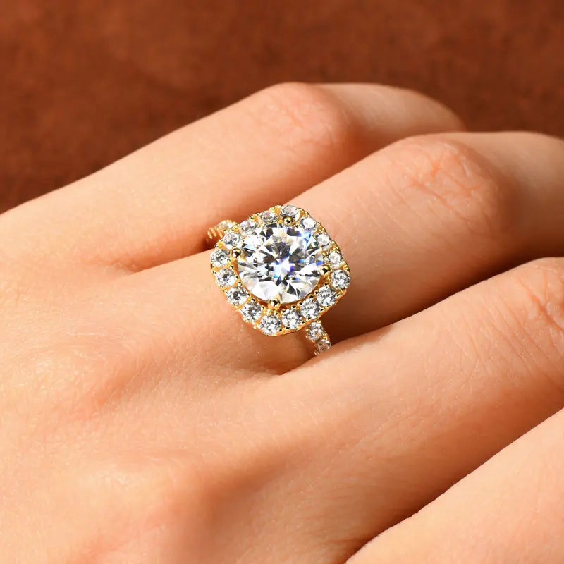 8mm 2ct Moissanite Halo Ring Certified 925 Sterling Silver Engagement Rings For Women Girls Wedding Party Jewelry Gift