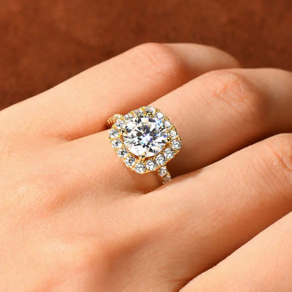 8mm 2ct Moissanite Halo Ring Certified 925 Sterling Silver Engagement Rings For Women Girls Wedding Party Jewelry Gift
