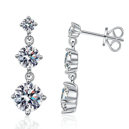 D VVS1 3.2CTTW Certified Moissanite Drop Earrings for Women Lab Diamond Wedding Jewelry 925 Sterling Silver Plated PT950