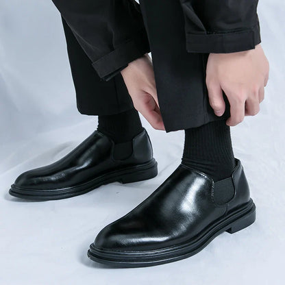 Men's riding boots British low-top short leather boots men's business formal leather shoes genuine leather casual Chelsea boots