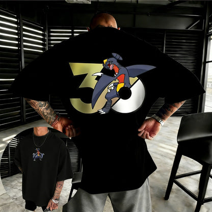 30th Anniversary Garchomp Printed T-shirt Summer Men's and Women's Loose Casual Hip Hop Trendy Short Sleeve Top