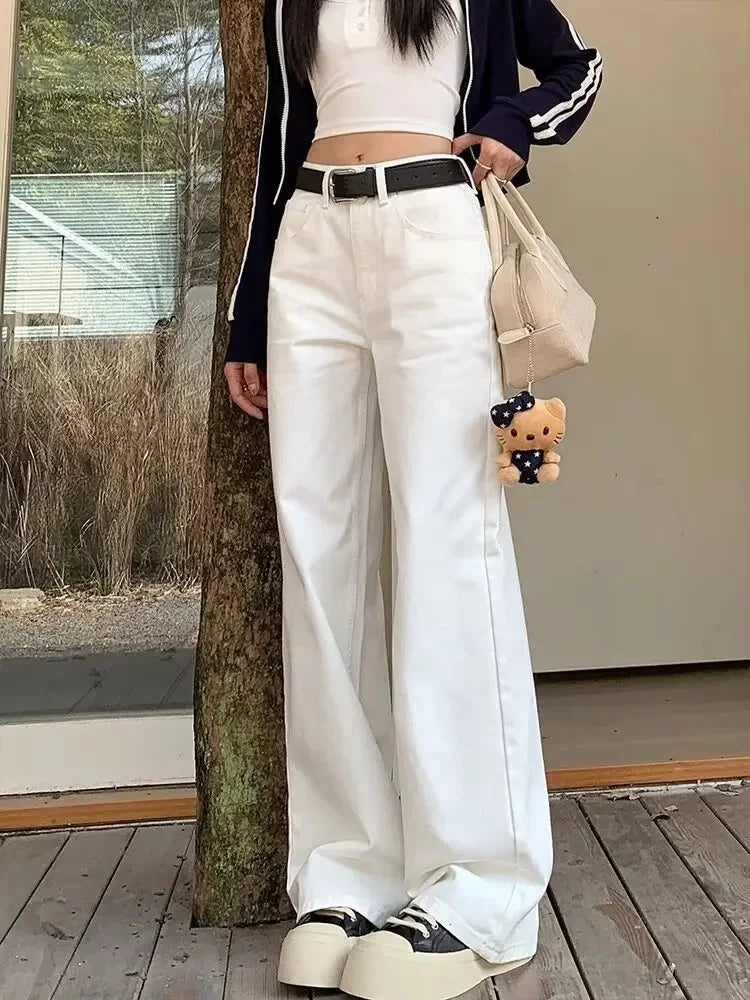 High-Waisted Slimming Straight-Leg Denim Jeans