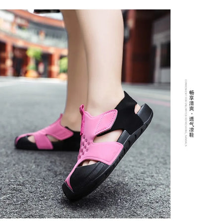 Kids Sport Sandals Summer Boys Closed-Toe Water Shoes, Non-Slip Luxury Beach Flat Shoes for Toddler Boys Girls