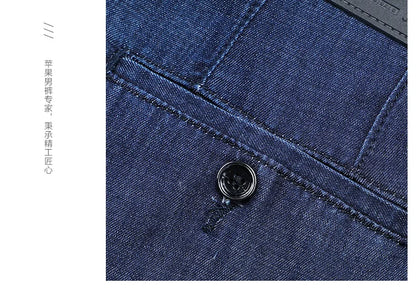 Modal Fabric Spring Summer Men's Black Thin Straight Jeans Classic Style Business Fashion Stretch Loose Jeans Male Brand
