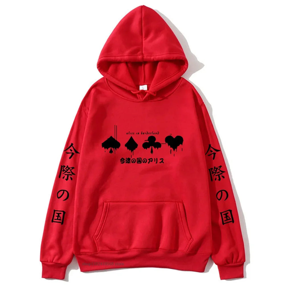 Hoodies Men Cartoon Cards Sweatshirt Harajuku Graphic Streetwear Women Anime Tops Men Clothing Y2k Sudaderas