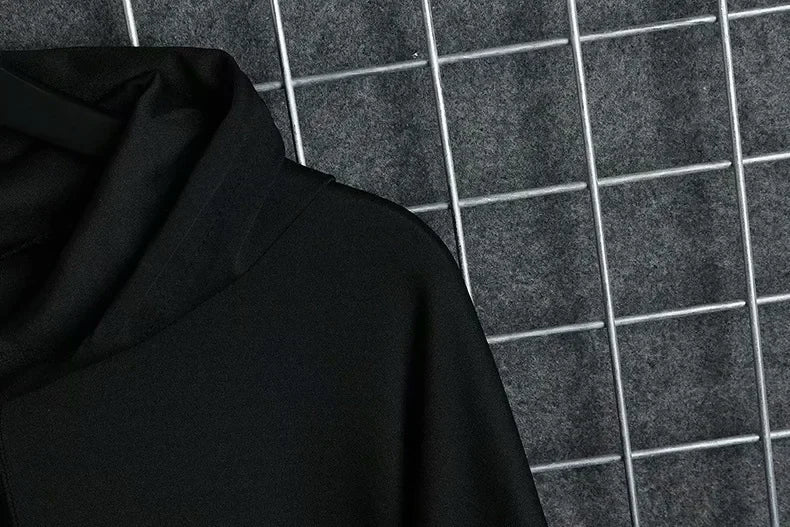 New Men's Hoodies Sweatshirt Autumn Casual Techwear Hip Hop Harajuku Hoodie Men Ribbons Patchwork Japanese Streetwear Darkwear
