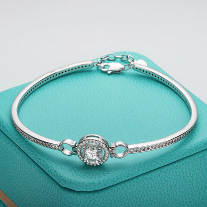 1ct D Color Moissanite Bracelet 925 Sterling Silver 18K White Gold Plated Adjustable Bangle for Women