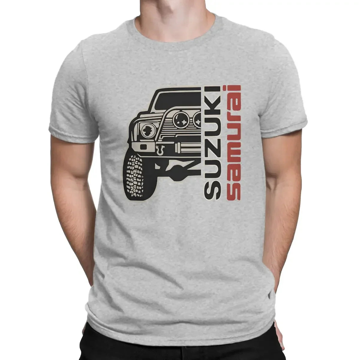 O Neck Tees New Arrival  oversized graphic harajuku Men Samurai Car T Shirts S-SUZUKI Pure Cotton Clothing Crazy Short Sleeve