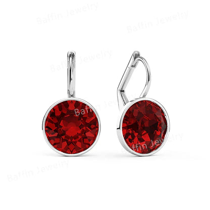 Earring for Women Christmas Birthday Premium Austrian Crystals Round Cut Dangle Silver Gold Color Pierced Jewelry