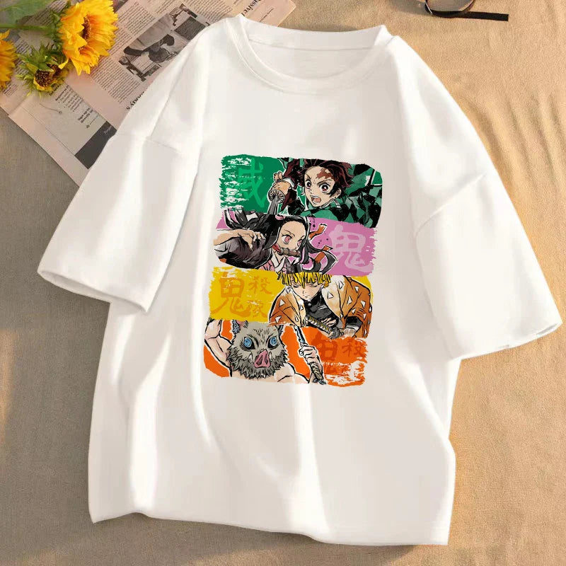 Demon Slayer Anime T-Shirt Kimetsu No Yaiba Unisex Graphic Tee Summer Short Sleeve Casual Cartoon Top Streetwear Anime Gift