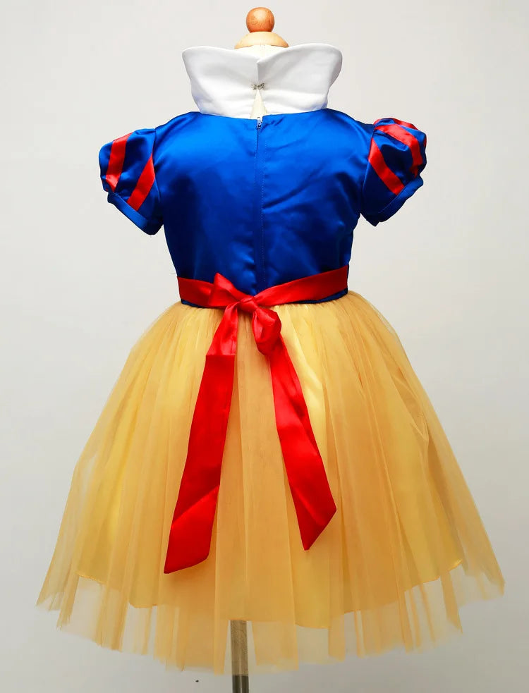Vestido de princesa Branca de Neve para meninas com capa, fantasia de Halloween de verão, conjunto de roupas infantis, vestidos de menina
