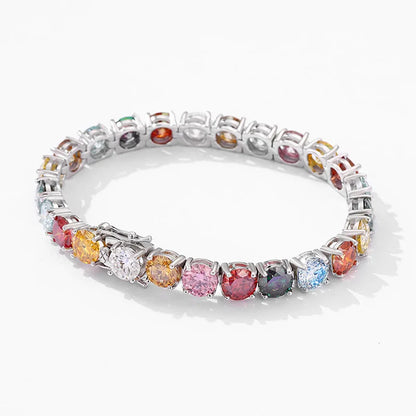 Multicolor Full 3/4/5mm Green Blue Pink Moissanite Tennis Bracelet For Women 925 Silver Pass Diamond Test Link Bracelets