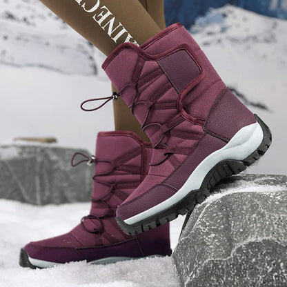 Men's Winter Shoes Waterproof Men's Boots Warm Plush Couple Snow Boots Outdoor Non-slip Hiking Boots Men Work Ankle Boots