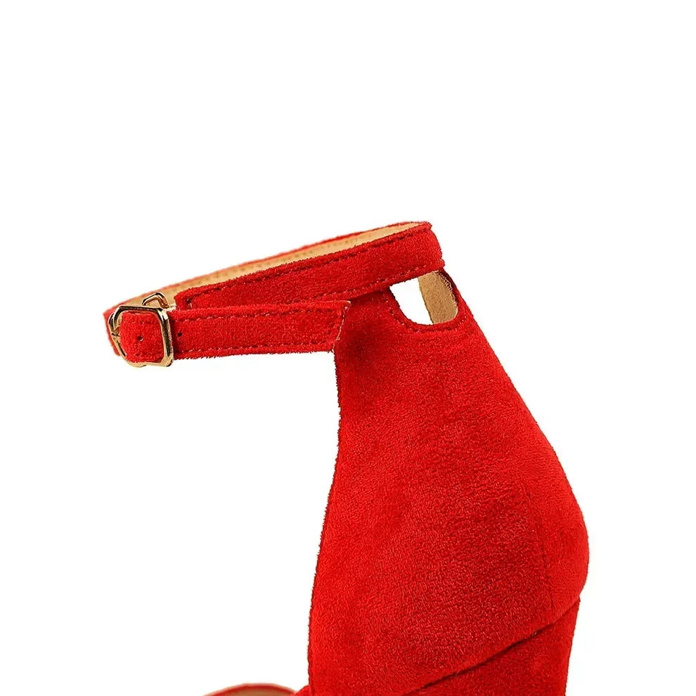 Women Gladiator Stiletto Classic Ankle Strap Holiday Beach Sandals Lady Fashion Suede 8cm 11cm High Heels Sexy Red Brown Sandles