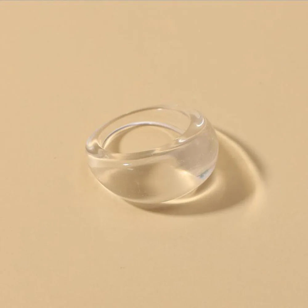 Round Rings For Women Big Kpop Finger Ring For Girls Punk Resin Ring