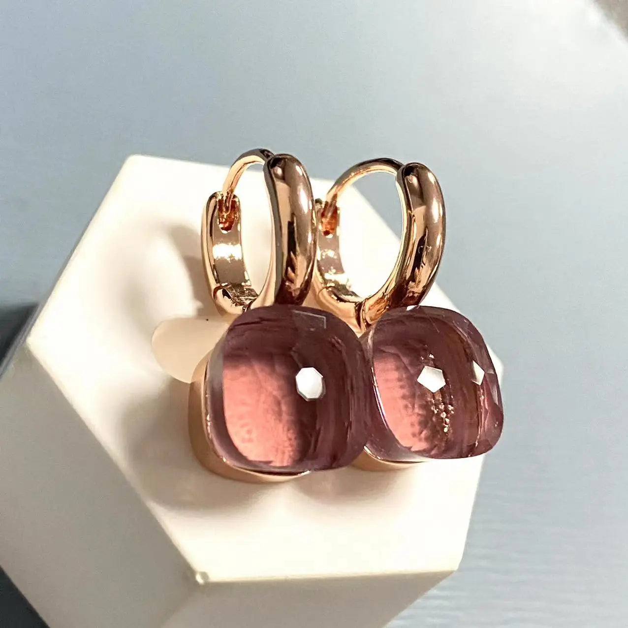 10.6mm Classic Nudo Earrings For Women High Quality Crystal Earrings Square Blue Topaz Earrings Fashion Jewelry Gift