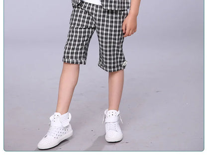 2022 Children Summer Formal Suit Boys Blazer+Shorts 2Pcs Photograph Set Kids Plaid Wedding Performance Dress Ceremony Costume