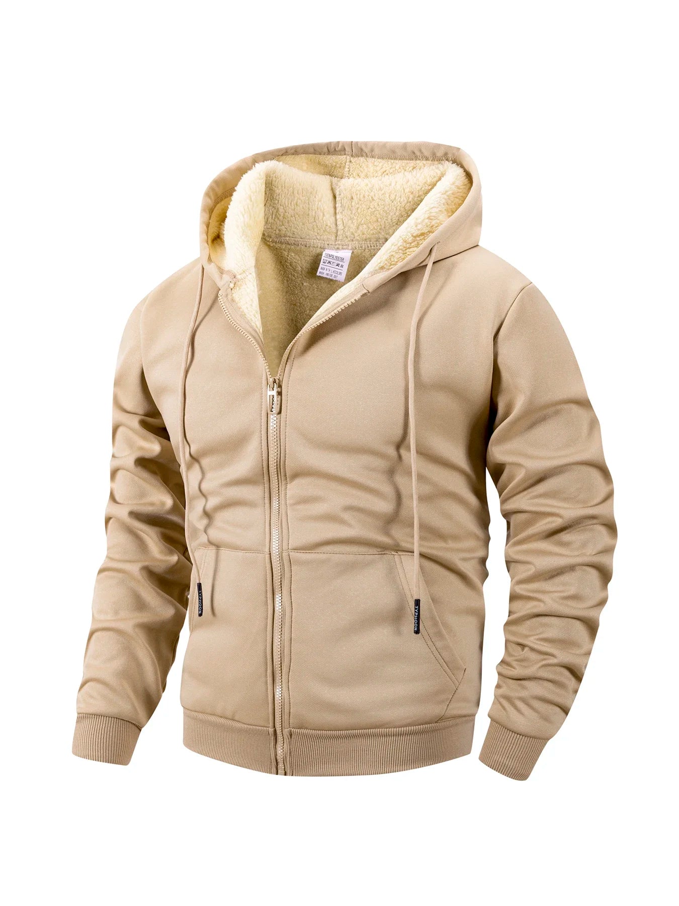 Winter Thick Fleece Zipper Hoodies Thicken Warm Jackets Long Sleeve Sweatshirts Casual Sports Fleece Black Coats Hooded Men Coat