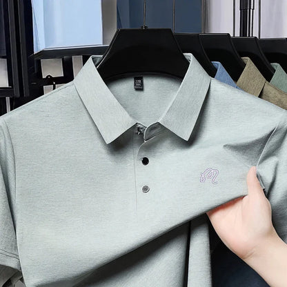 High-End Man T-Shirt Polo Shirt Lapel Button Pattern Printing British Style Summer Hot-Selling Casual Fashion Golf Mens Clothing