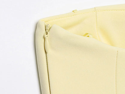 2026 Spring Summer Butter Yellow Sexy Women Tops Fashion Solid Strapless Short Tops Chic Streetwear Ladies Tops