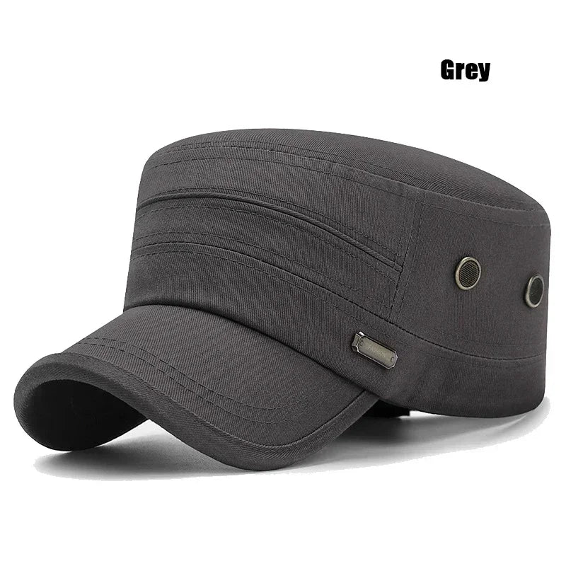 Spring and Summer Simple Cotton Adjustable Cadet Flat Cap Sun Hat Trucker Caps Dad Hats