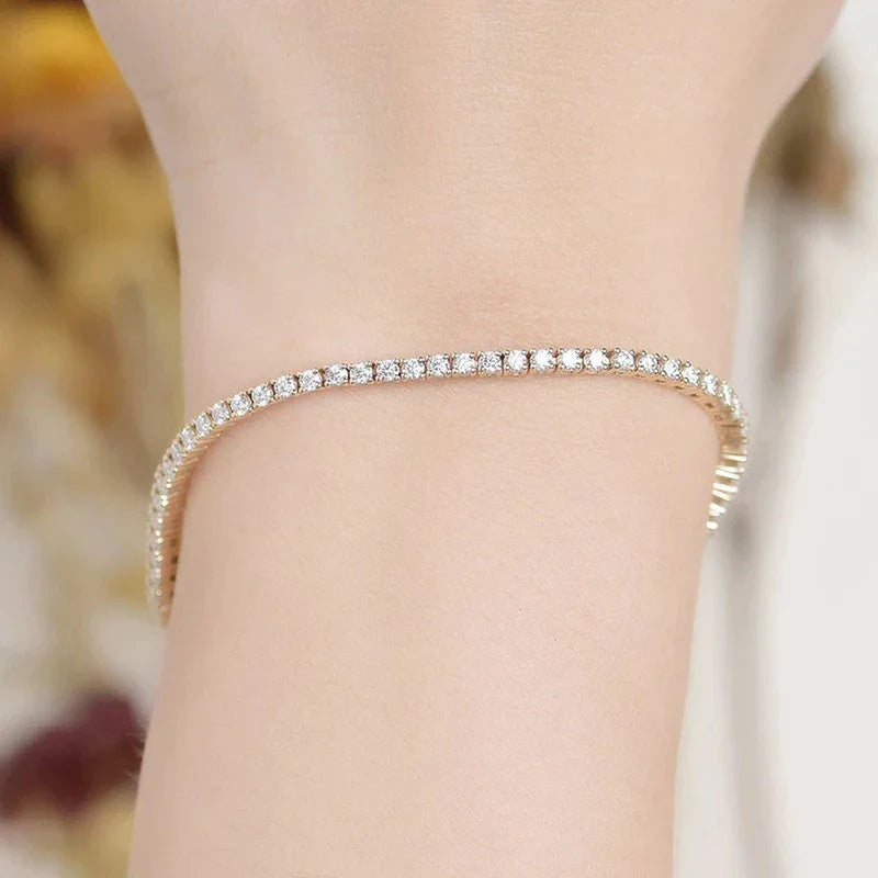 Original 3mm 4mm Moissanite Tennis Bracelet for Women Man D Color Pass Diamond Tester 925 Silver Wedding Party Jewelry