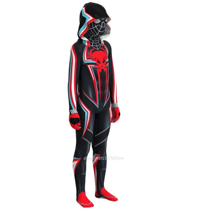 Black Spiderman 2099 Miles Morales Cosplay Costume For Kids Gift Into Verse Spider Man Bodysuit Superhero Child Jumpsuit Suit