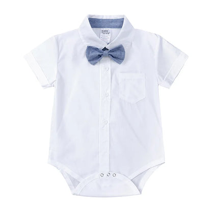 Baby Boy Formal Birthday Outfit Suit Toddler Gentleman Clothes Infant Short Sleeve Bowtie Shirt+Suspender Pants Casual Sets