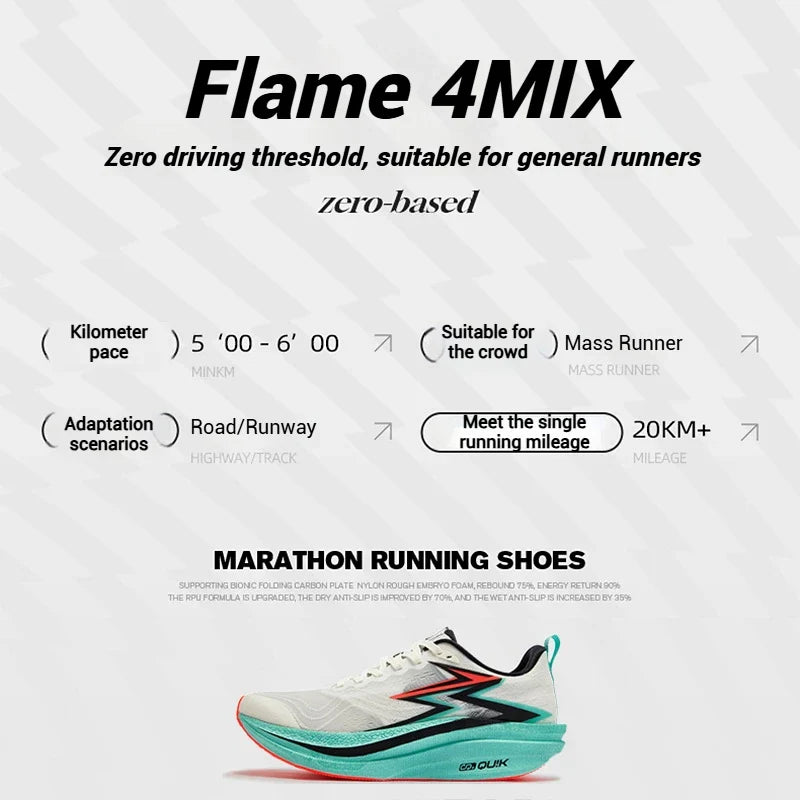 Degrees Flame 4.0 MIX Men Running Shoes Carbon Plate Racing Marathon Stable Rebound Wear-resistant Male Sneakers 672512204