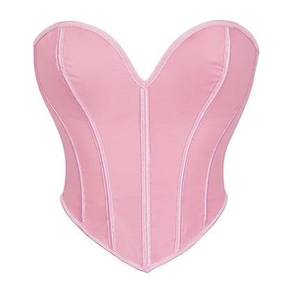 Women Fashion Corset Crop Top Lace Up Brocade Overbust Bustiers Body Shaper Lingerie Sexy Woman Push Up Corselet