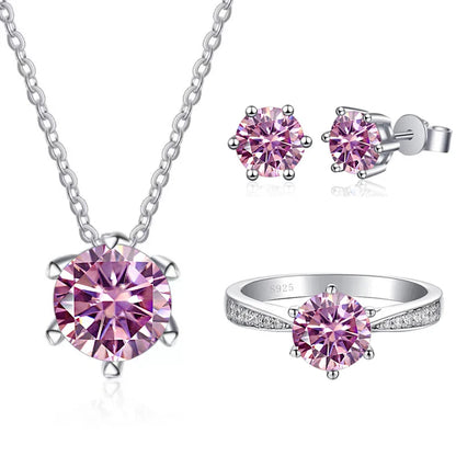 Moissanite Jewelry Set With 1CT D Color VVS 3EX moissanite stone pass diamond test Wedding Luxury Fine Jewelry gift