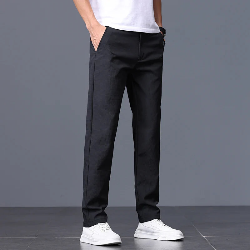 Men's Business Slim Pants Spring Thin Fashion Pocket Casual Trousers Comfortable Letter Labeling Pants Male Clothes