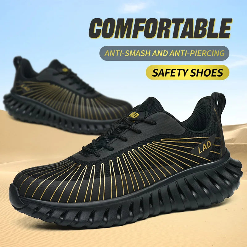 Ultra light soft soled safety shoes for men, anti smashing, comfortable and shock-absorbing work shoes