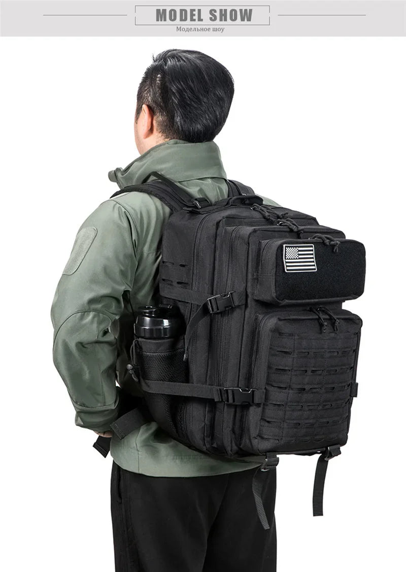 25L/45L Tactical Backpack for Men and Women Outdoor Survival Bug Out Bag Small School Rucksack Hking with Bottle Holder