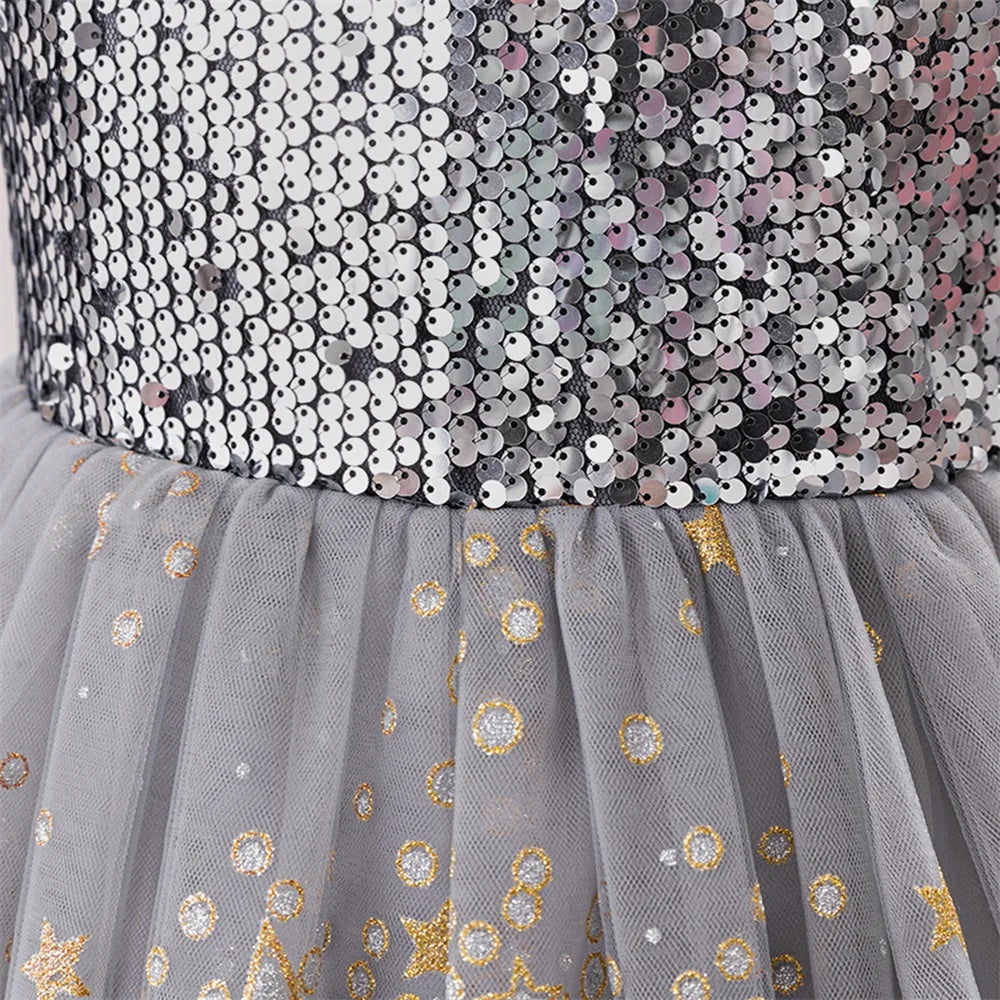 Summer Sequins Party Girls Dress Elegant Wedding Bridesmaids Birthday Prom Dresses for Girl Birthday Evening Christmas Costumes