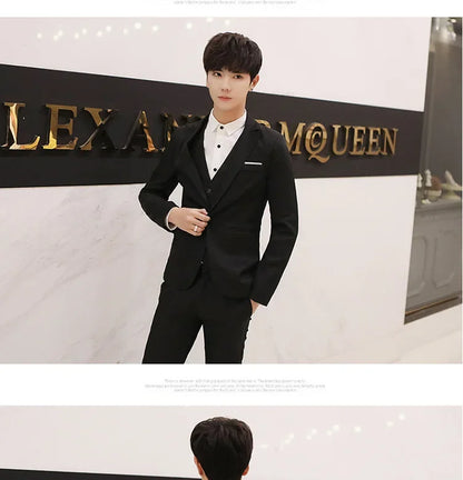 Western-Style Men's Suits Cross-Border Wholesale New Arrival Slimming Three-Piece Set Korean Version Business Professional Gown